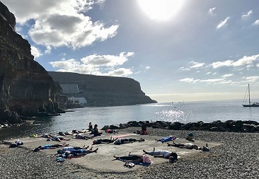 Recovery day Yoga on the beach in Gran Canaria