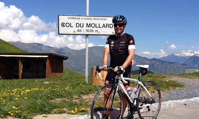 Coach Ray Sells at the Col du Mollard in the Alps.