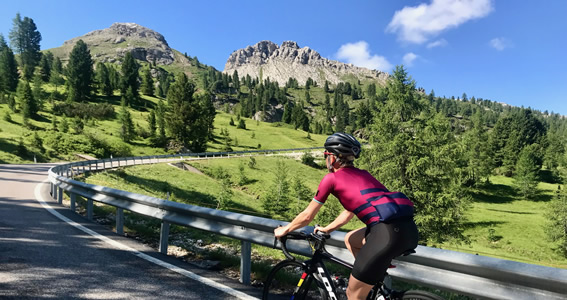 Lisa climbs the Passo Valparola