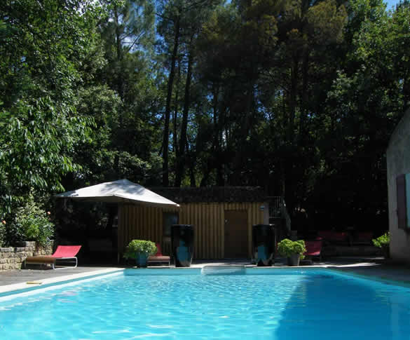 The pool and massage hut